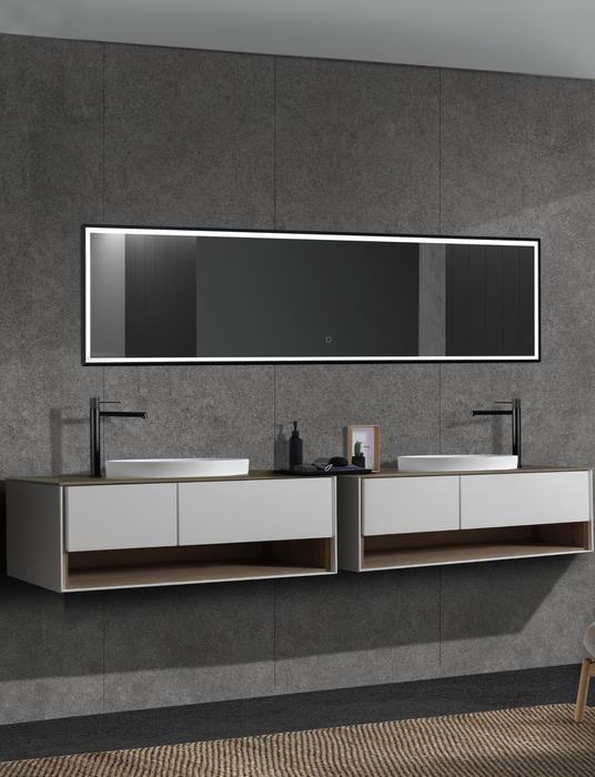 LEDIMEX NEWY021/160NG NEW YORK Espejo LED Cuadrado Luz Frontal Negro Mate 160x40 cm