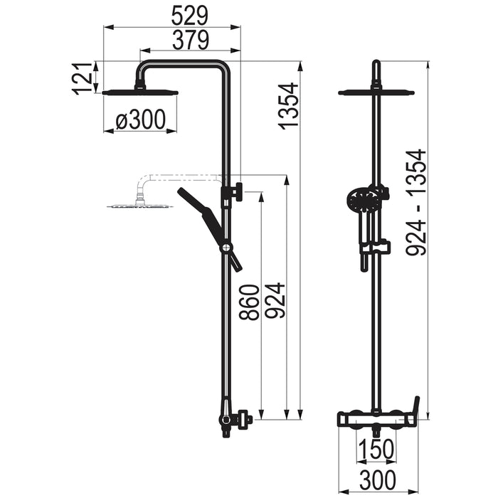 PRESTO 71750304 Cónico columna ducha mezcladora Blanco