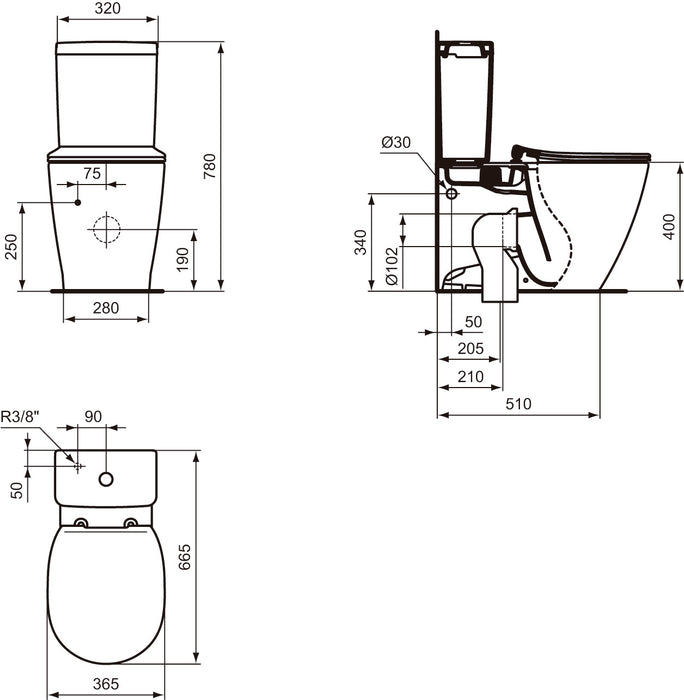 IDEAL STANDARD E234601 CONNECT Inodoro Rimless Completo Aquablade Blanco