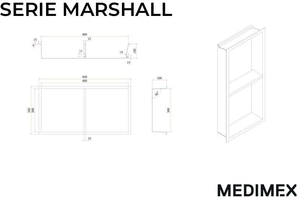 MEDIMEX HOR006/NG MARSHALL Hornacina Con Estante Y Led 33x63 Negro Mate