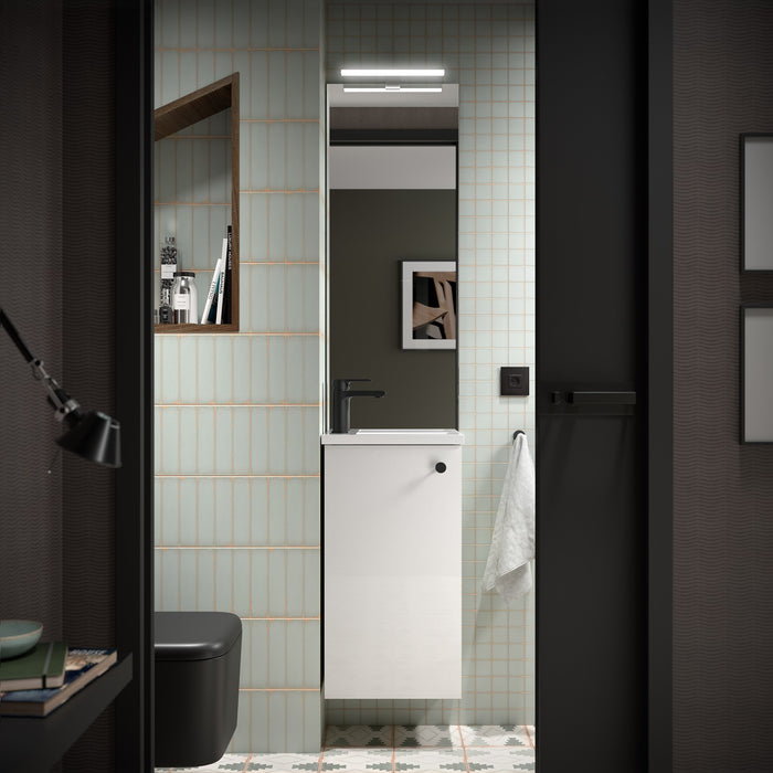 SALGAR 113726 MARVILLE Conjunto Completo Mueble de Baño Mini con Lavabo 1 Puerta Color Blanco Brillo
