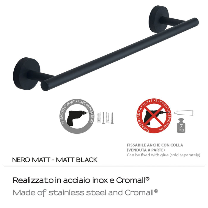 GEDY 23213514200 EROS Toallero 35cm Negro Mate
