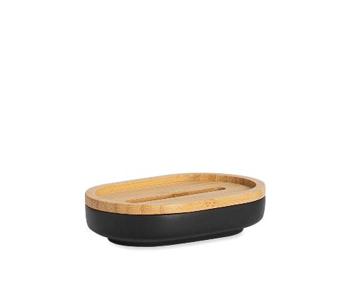 ANDREA HOUSE BA22161 Jabonera Negra Poli/Bambú 13X8,5X3