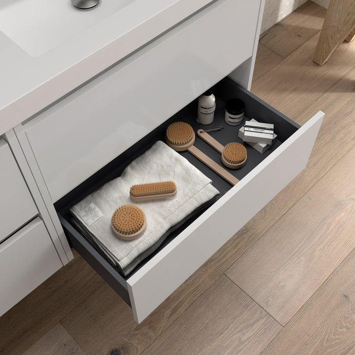 SALGAR NOJA 910 Mueble de Baño con Tapa Encimera 2 Cajones 1 Puerta Izquierda Color Blanco Brillo