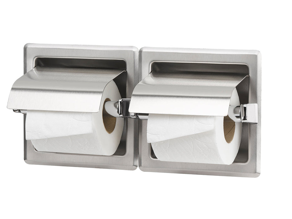 MEDICLINICS AIE320CS Portarrollos doble con tapa empotrable Acero Mate