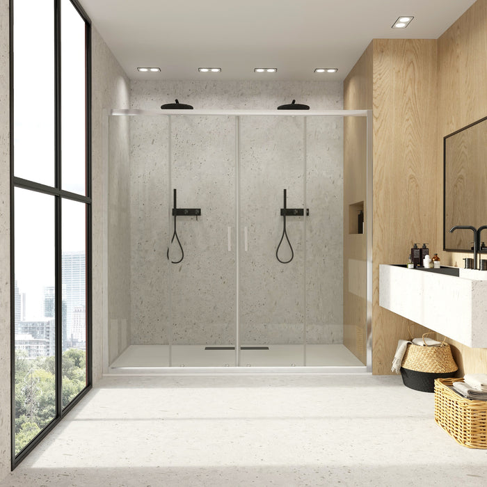 BATHME LONDON-2 Mampara Ducha 2 Fijo+2 Corredera Cromo Transparente