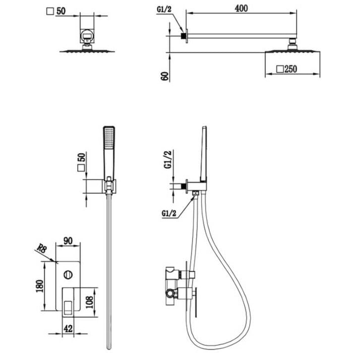 IMEX BDC032-6 SUECIA Conjunto de Ducha Empotrado Monomando Cromo