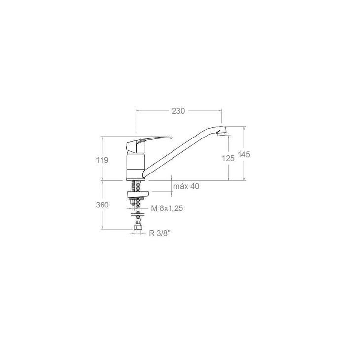 RAMONSOLER 579901 NEW FLY Grifo Monomando Fregadero Cromo