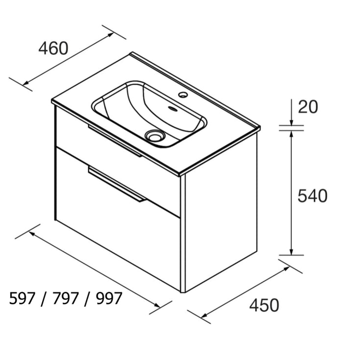 SALGAR LUVA Mueble+Lavabo Nogal Maya Tirador Cromo