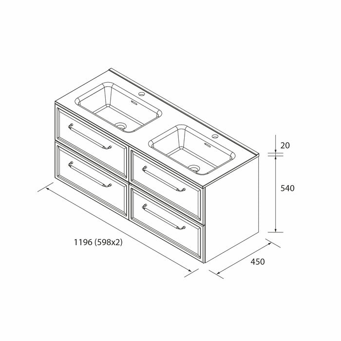 SALGAR 121798 RUNA Mueble+Lavabo IBON 120cm Gris mate