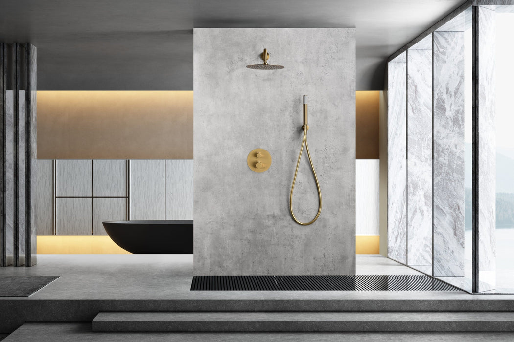 IMEX GTM039/OC MONZA Conjunto Grifo Ducha Termostático Empotrado Oro Cepillado