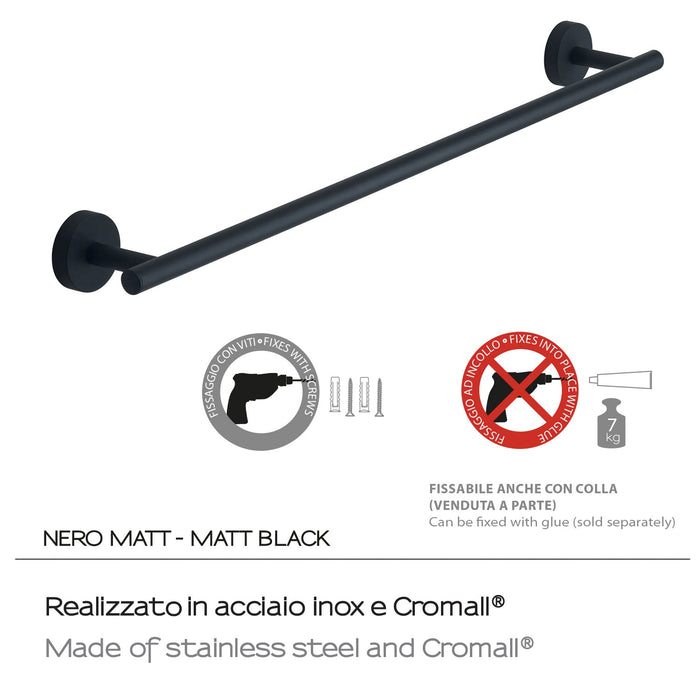GEDY 23216014200 EROS Toallero 60 cm Negro Mate