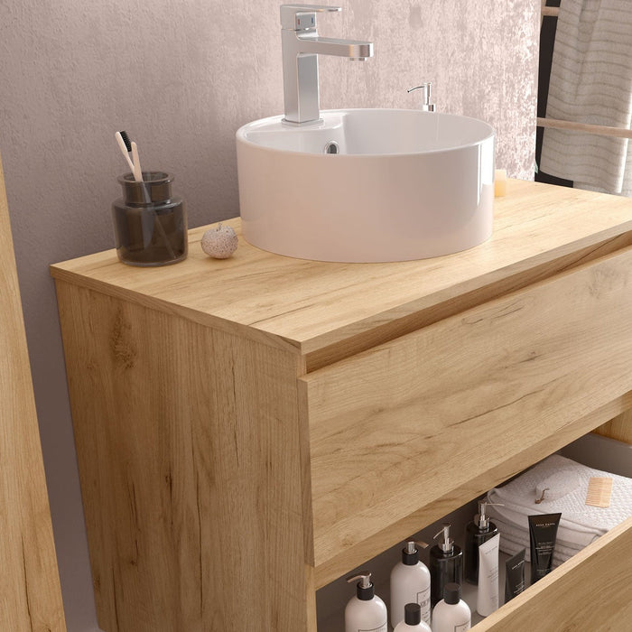 SALGAR BEQUIA Mueble de Baño con Tapa Encimera 4 cajones Color Roble África