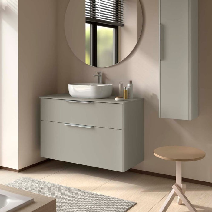 SALGAR LUVA Mueble de Baño con Tapa Encimera Color Gris Satinado Tirador Anodizado