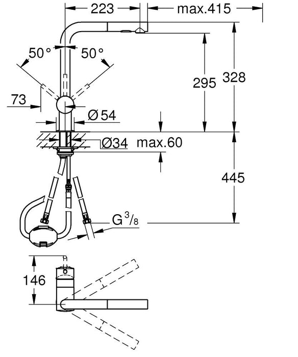 GROHE 30 274 A00 MINTA Monomando Fregadero Grafito Brillo