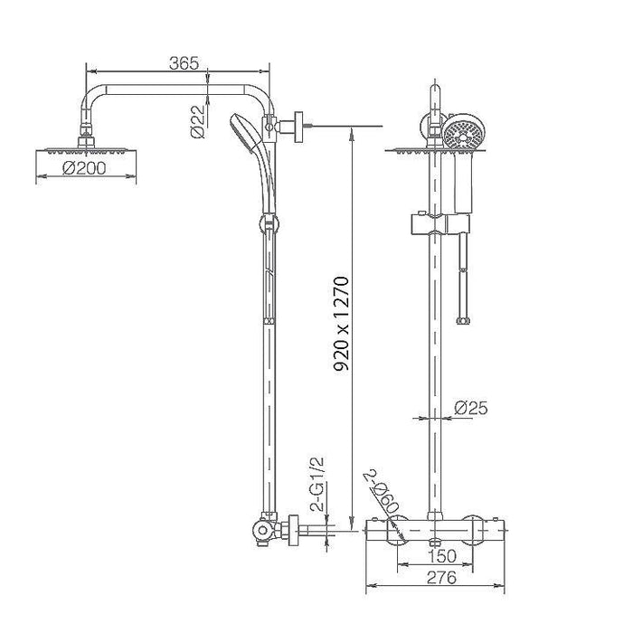 IMEX BTL011 LONDRES Grifo Termostático Conjunto de Ducha Telescópico