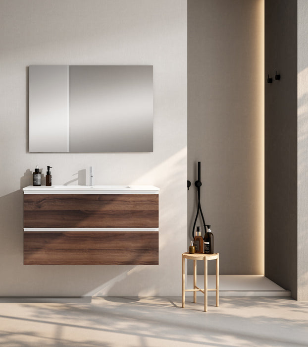 VISOBATH GRANADA Conjunto Completo Mueble de Baño Suspendido 2 Cajones Color Valenti Tirador Blanco