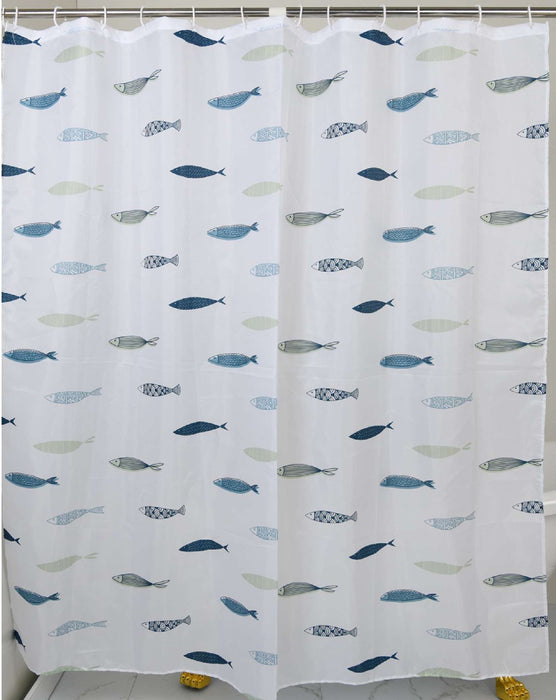 GEDY TTE13671200 GREECE Cortina de Ducha Blanco y Azul