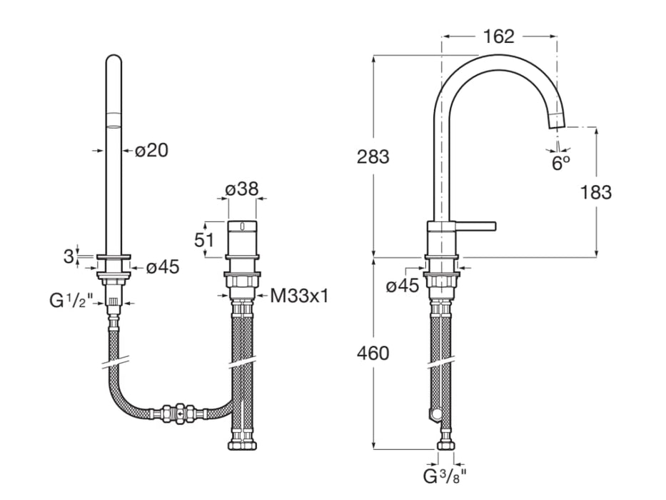 ROCA A5A389ECN0 ONA Mezclador Lavabo con Maneta de Repisa Negro Titanio