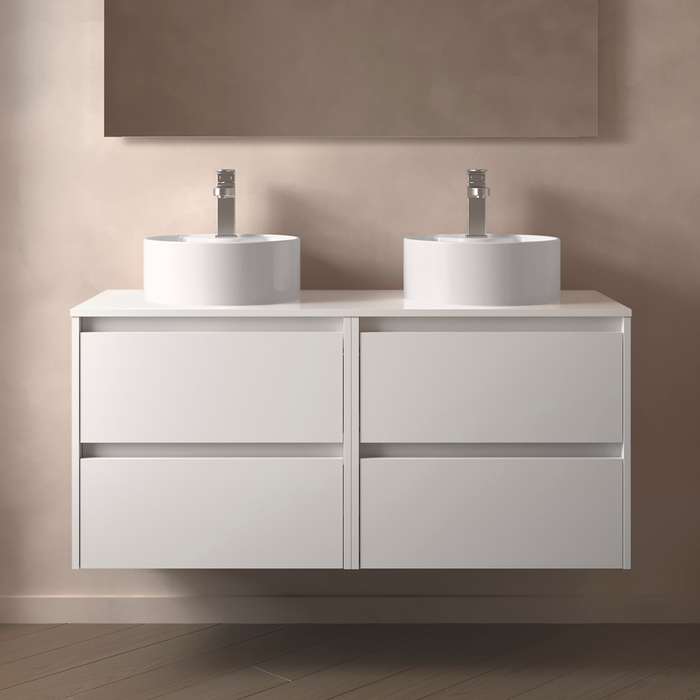 SALGAR 105525 NOJA Mueble de Baño con Tapa Encimera 4 Cajones 140 cm Color Blanco Brillo