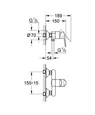 GROHE 23 333 000 BAUEDGE Grifo Monomando Ducha Cromo