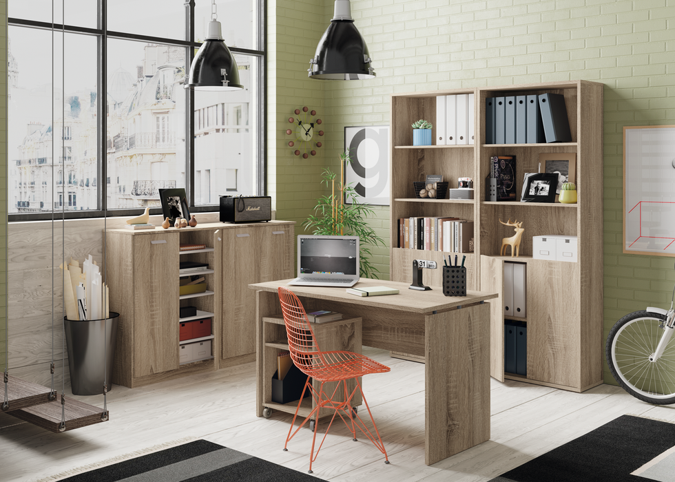 MUEBLES PITARCH Mesa Despacho Teide Roble Cambrian/pivote negro