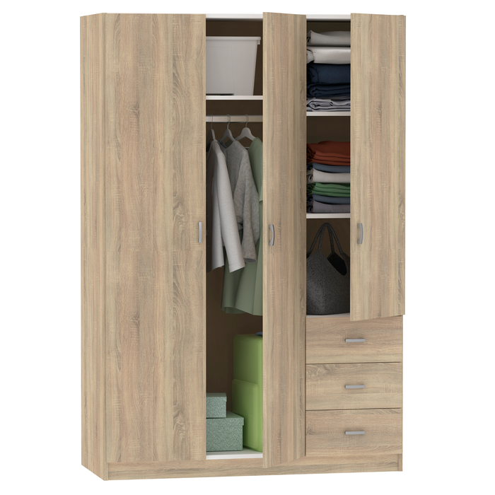 MUEBLES PITARCH Armario 3 Puertas 3 Cajones Roble Cambrian