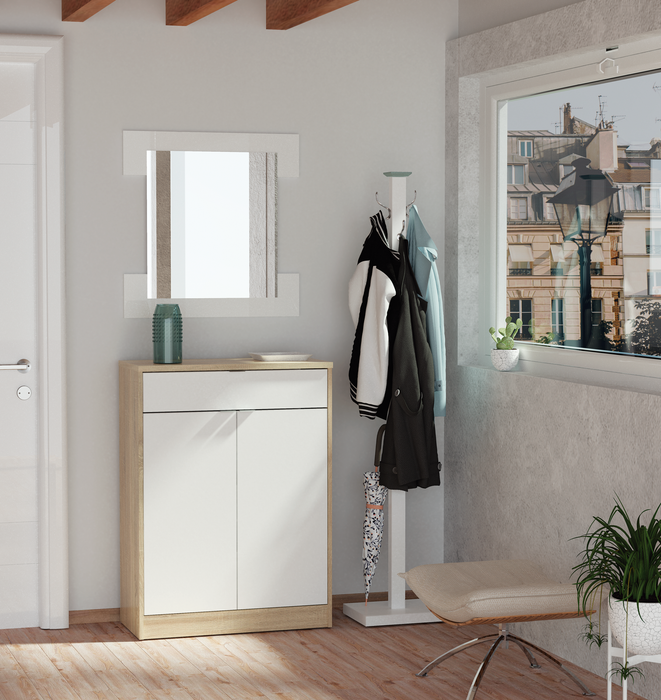 MUEBLES PITARCH Zapatero Berlín Roble Cambrian/Blanco alto brillo
