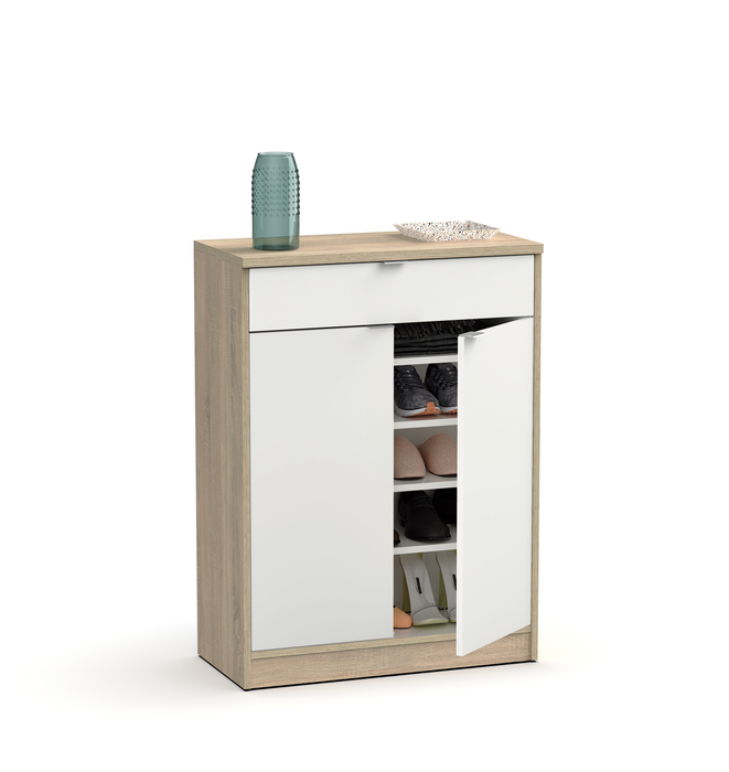 MUEBLES PITARCH Zapatero Berlín Roble Cambrian/Blanco alto brillo