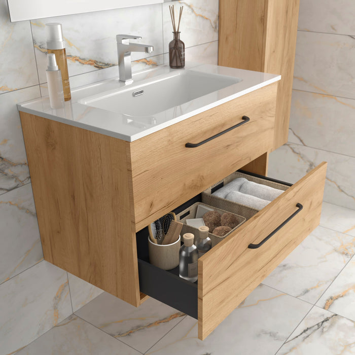 SALGAR 97954 MORAI Mueble de Baño con Lavabo 120 cm Color Roble
