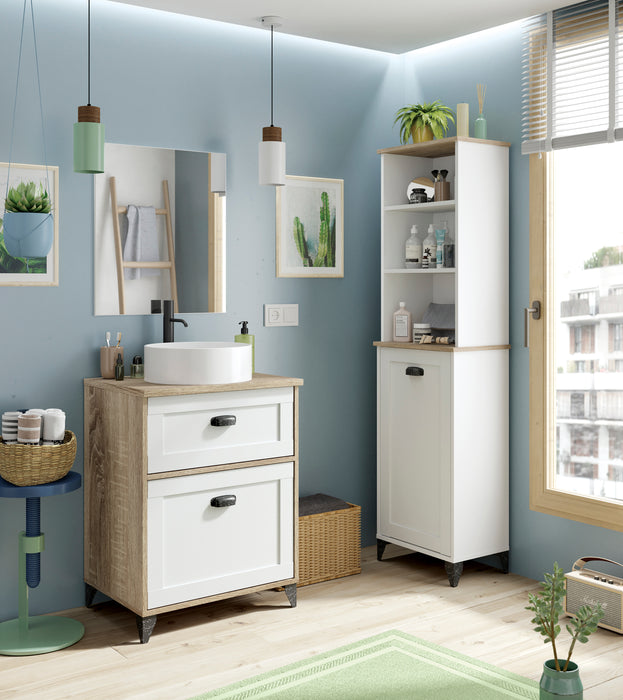 MUEBLES PITARCH Mueble de Lavabo Toscana 60 Roble Cambrian/Blanco