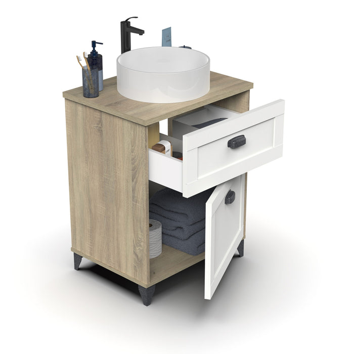 MUEBLES PITARCH Mueble de Lavabo Toscana 60 Roble Cambrian/Blanco