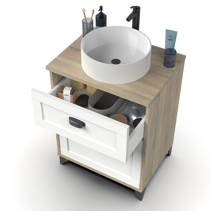 MUEBLES PITARCH Mueble de Lavabo Toscana 60 Roble Cambrian/Blanco