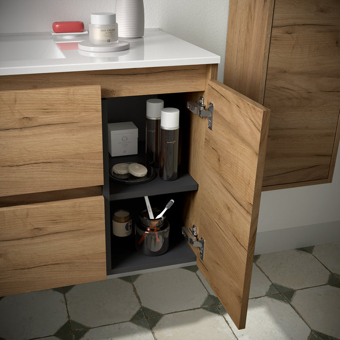 SALGAR NOJA 910 Mueble de Baño con Lavabo 2 Cajones 1 Puerta Izquierda Color Roble África