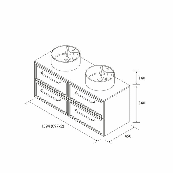 SALGAR 121843 RUNA Mueble+Lavabo LISBOA 140cm Nogal