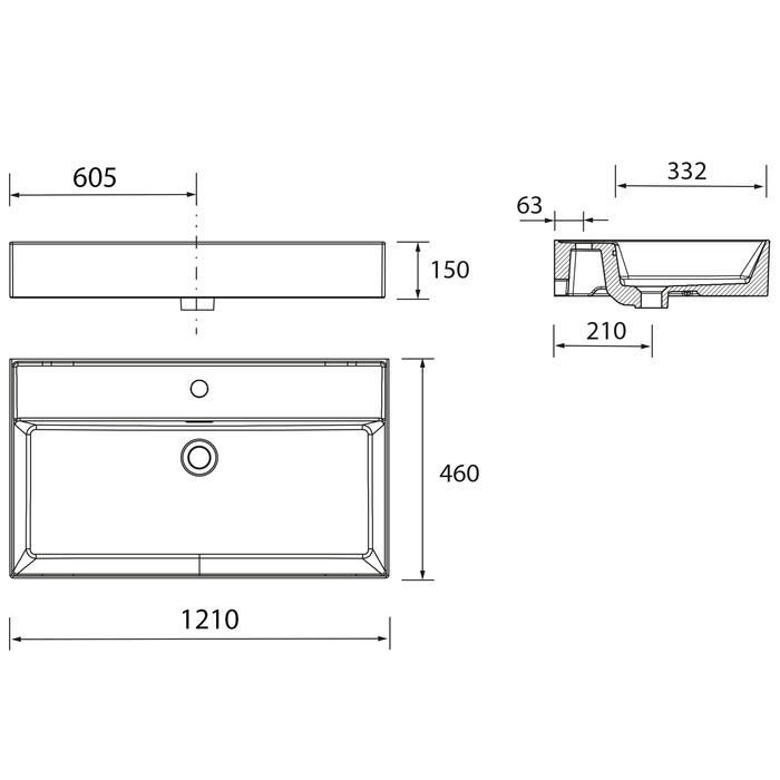SALGAR 102234 BEQUIA Mueble de Baño con Lavabo 120 2 Cajones y 4 Huecos Roble África Negro