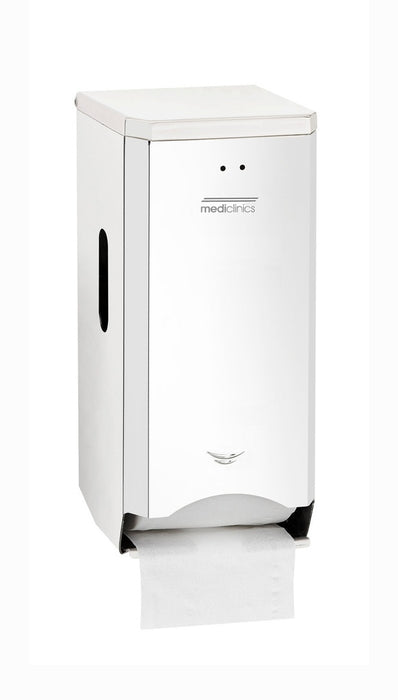 MEDICLINICS PR2784C Dispensador de Papel Higiénico de Doble Rollo para Montar en Pared Acabado Brillo en Acero Inox