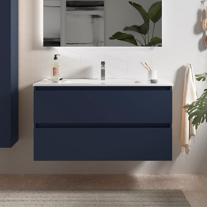 SALGAR BEQUIA Mueble de Baño con Lavabo Color Azul Mate