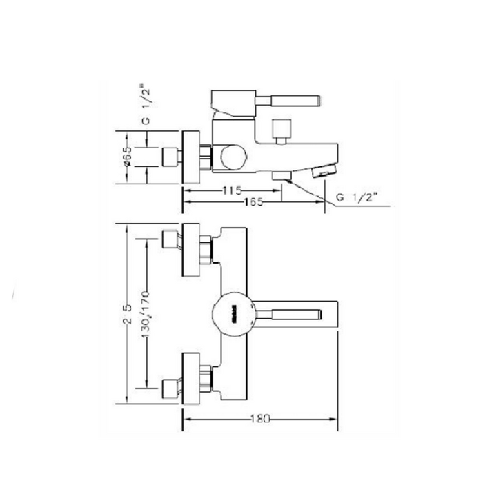 GENEBRE 65100 18 45 66 TAU Grifo Monomando Bañera con Equipo de Ducha Cromo