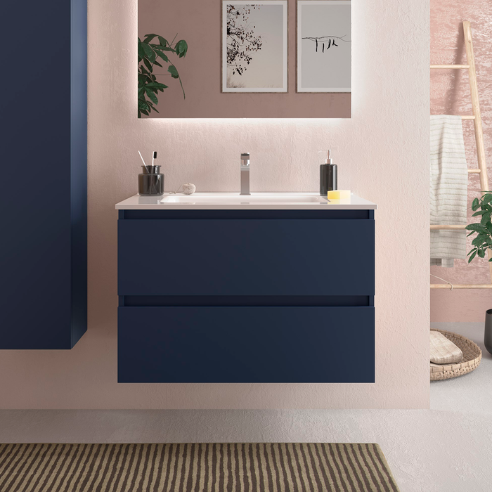 SALGAR BEQUIA Mueble de Baño con Lavabo Color Azul Mate