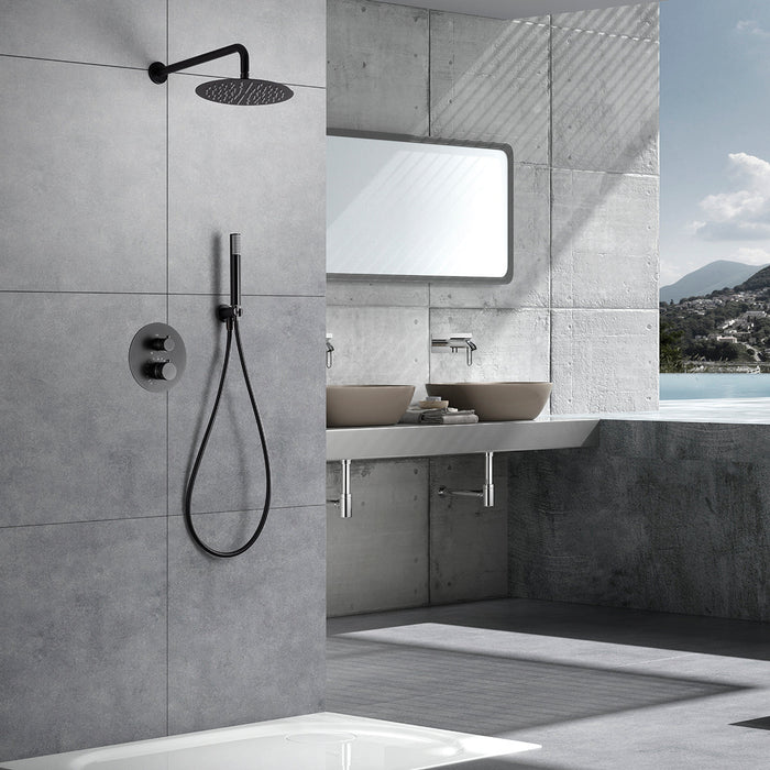 IMEX GTD038/BGM LINE Conjunto de Ducha Empotrado Termostático Black Gun Metal