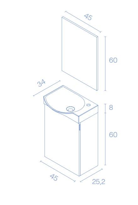 AMIZUVA 127020 MIKA Conjunto Mueble Mini Antracita Brillo