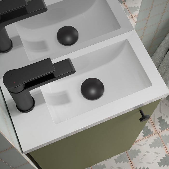 SALGAR 113730 MARVILLE Conjunto Completo Mueble de Baño Mini con Lavabo 1 Puerta Color Verde Mate