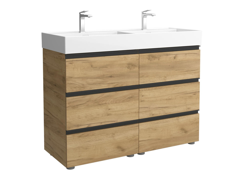 SALGAR BEQUIA METAL Mueble 3C Lavabo Veneto 120 cm Roble