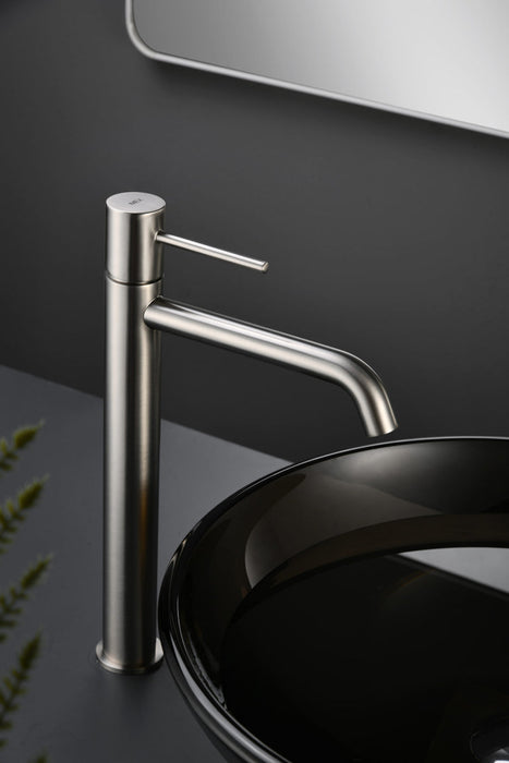 IMEX BDM039-3NQ MONZA Grifo Monomando Lavabo Caño Alto Color Níquel Cepillado