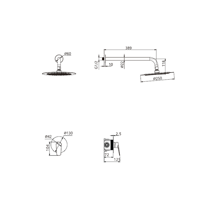 IMEX SRZ044 BELGICA Kit Monomando Ducha 1 Vía Cromo