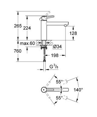 GROHE 31 210 001 CONCETTO Monomando Fregadero Recto