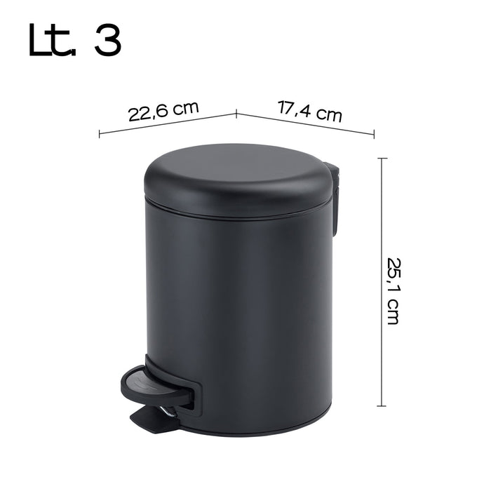 GEDY 32091400000 POTTY Papelera Con Tapa 3L Negro Mate