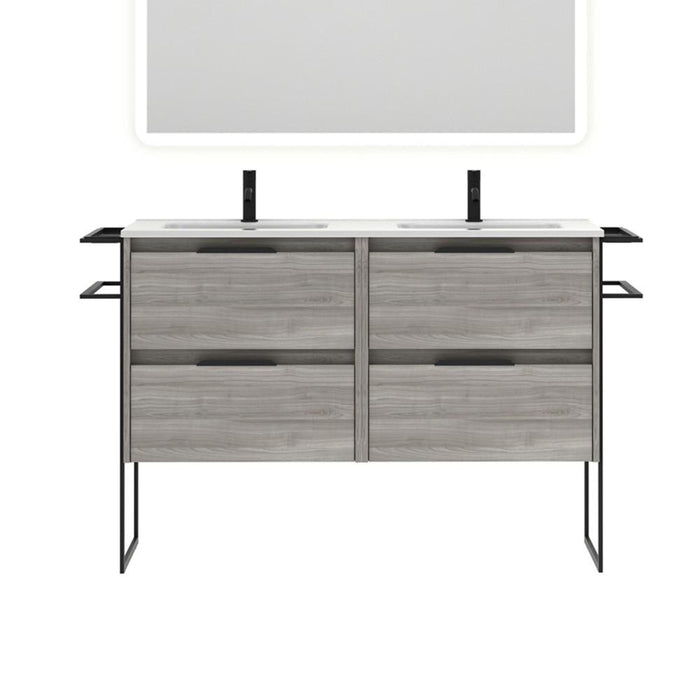 AMIZUVA C0073758 KEIKO Mueble de Baño con Lavabo 4 Cajones 120 cm Gris Arenado