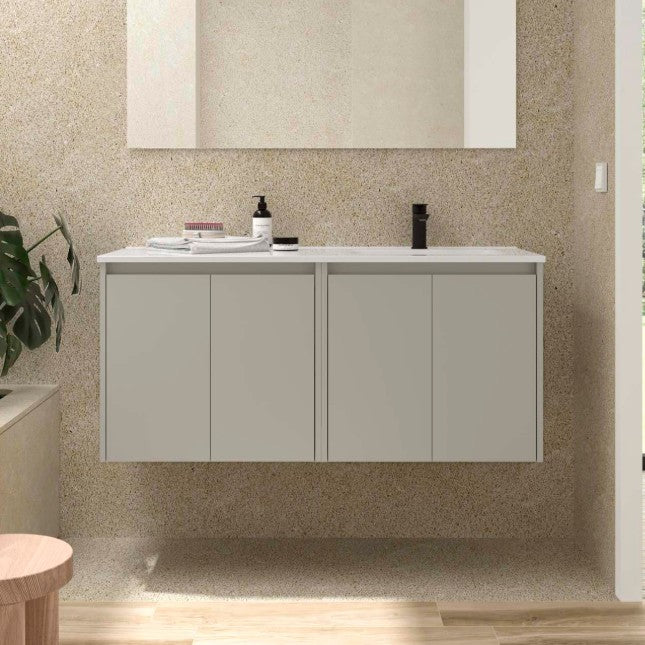 SALGAR 118780 NOJA Mueble+Lavabo 4 Puertas 120 cm Color Gris Satinado Con Encimera Izquierda